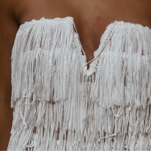 Western Sequin Fringe Maxi Dress, Country Bride Elopement Dress, Boho Wedding - Picture 6 of 10